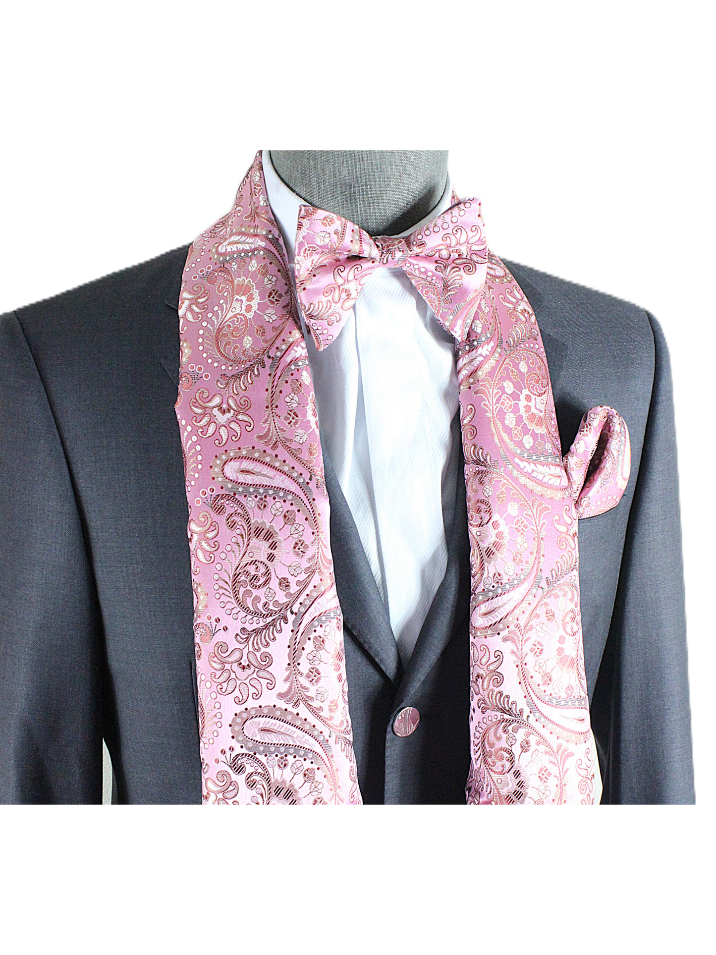 Komodo Island 7 | Pink & Tan Paisley | Scarf & Bowtie Set