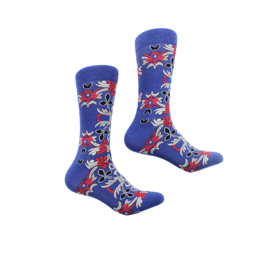 France 2 | Royal Red & White Floral | Sock
