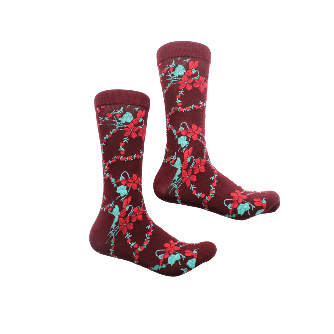 Maldives 1 | Multi Color Marron Floral | Sock (SIZE 7-9)