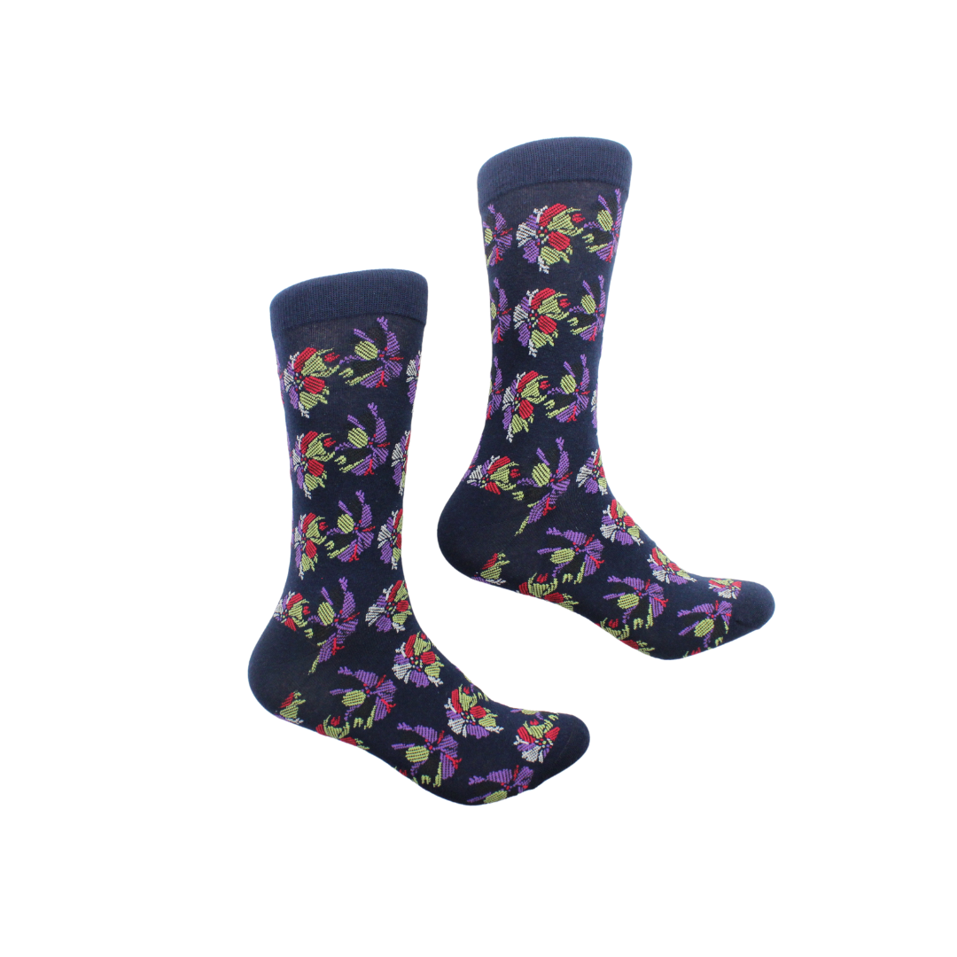 Tether 2 | Multi Color Navy Floral | Sock (SIZE 7-9)
