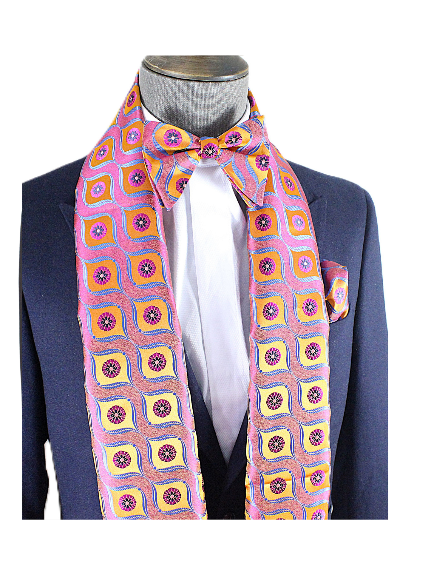 Niagara Falls 10 | Burnt Orange/ Fuchsia/Royal Floral | Scarf & Bowtie Set