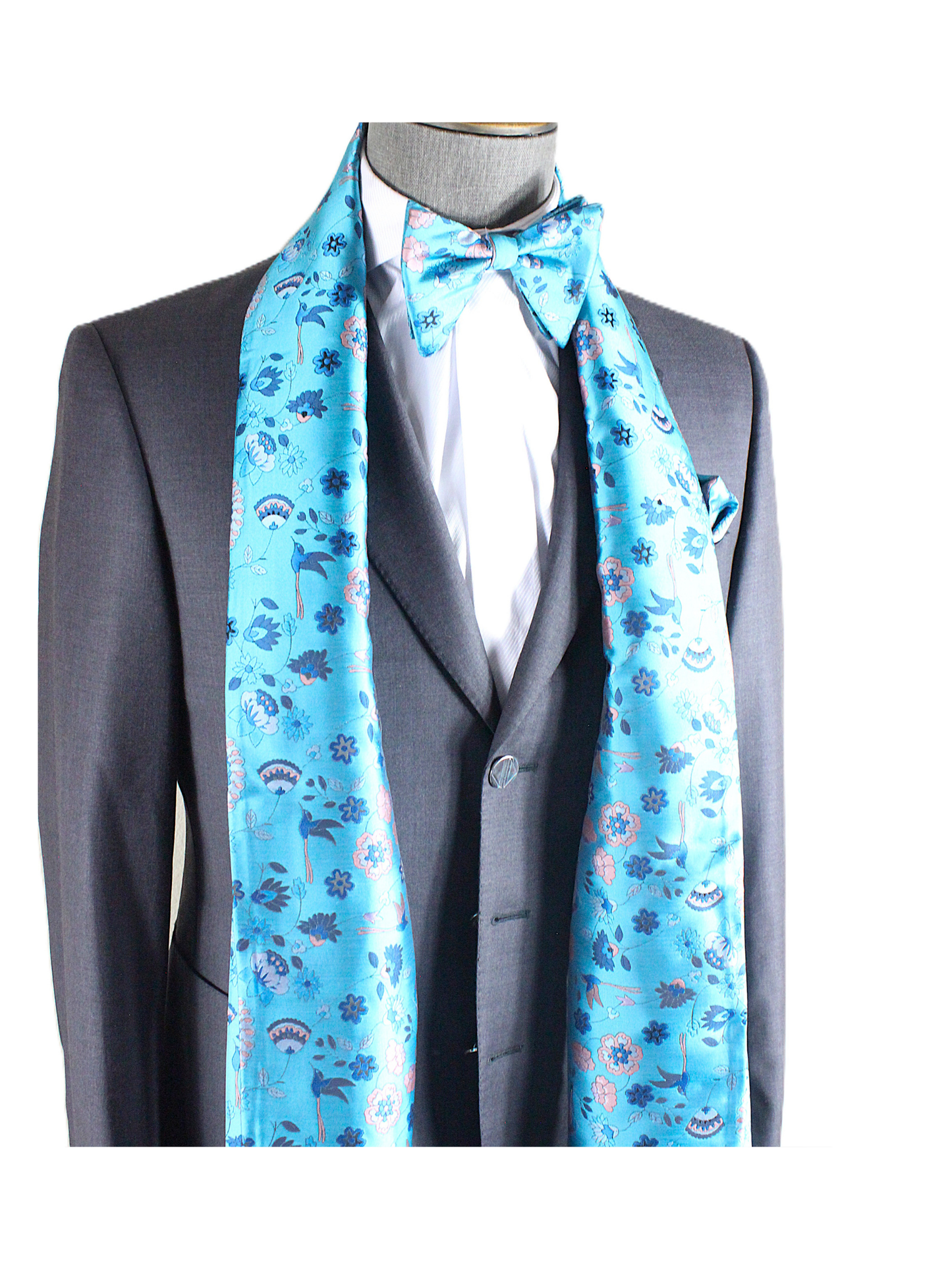 Amazon 7 | Teal Floral | Scarf & Bowtie Set