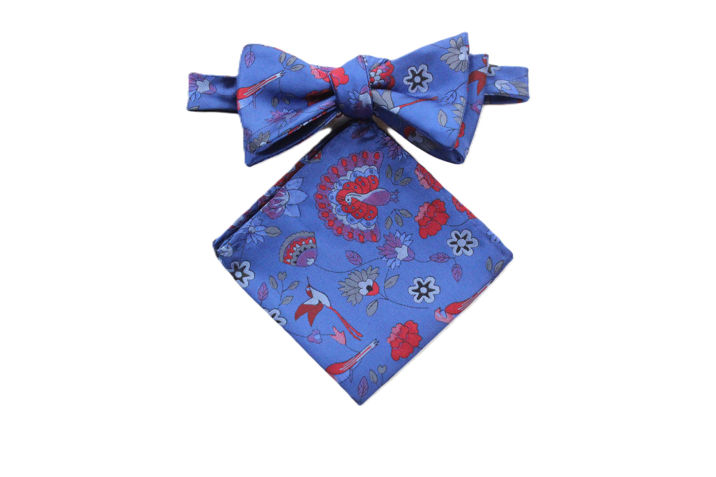 Amazon 10 | Blue & Red Floral | Bowtie & Pocket Square
