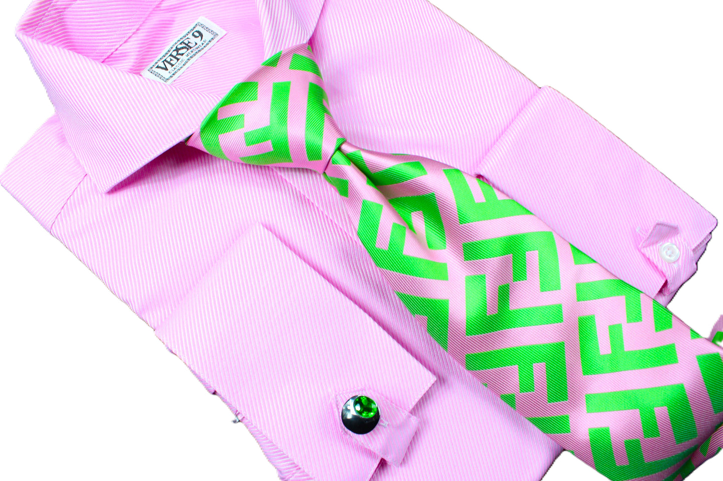 FF 6 | Pink & Green | Tie & Pocket Square