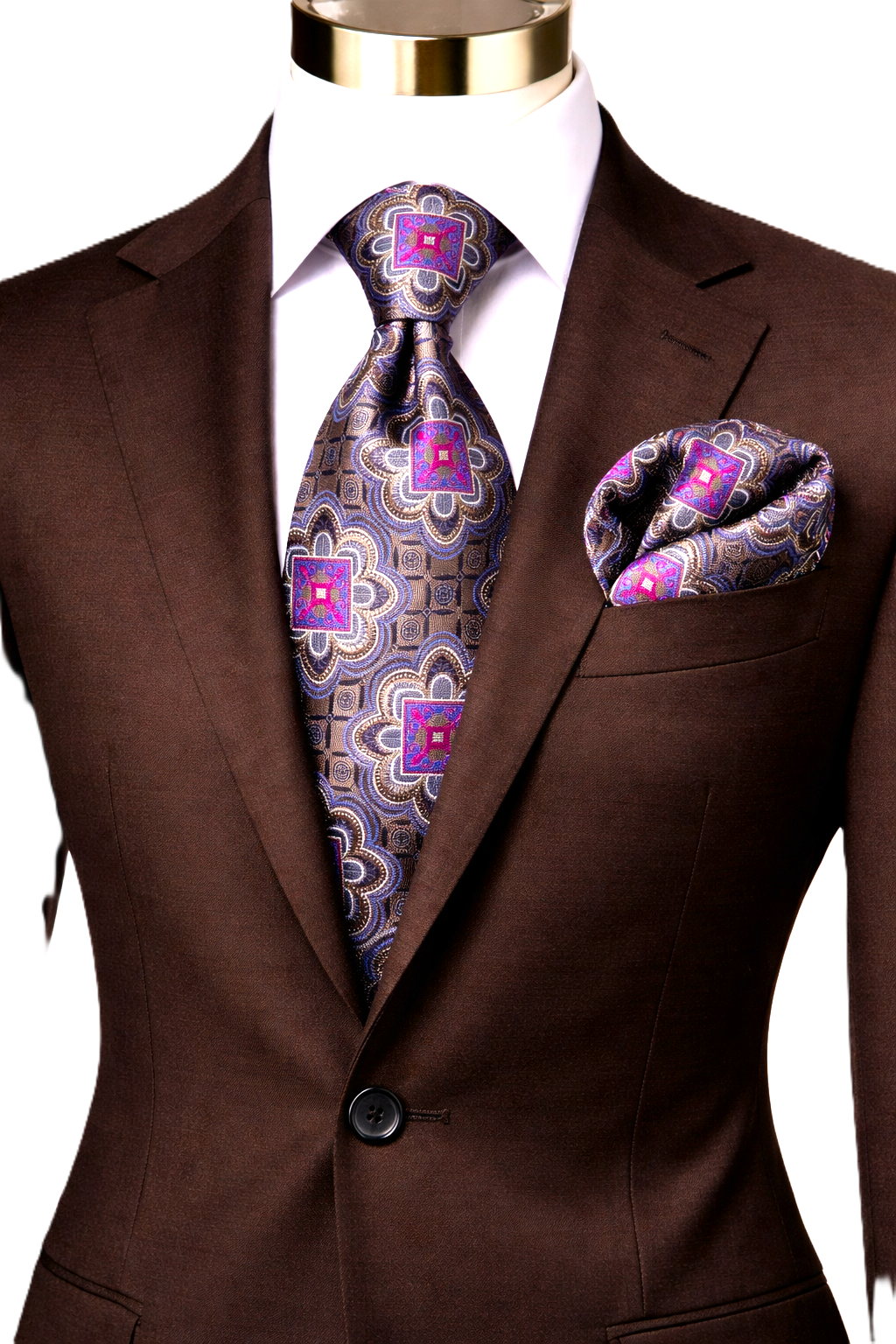 FREDO 12 | TAUPE & BLUE | TIE & POCKET SQAURE