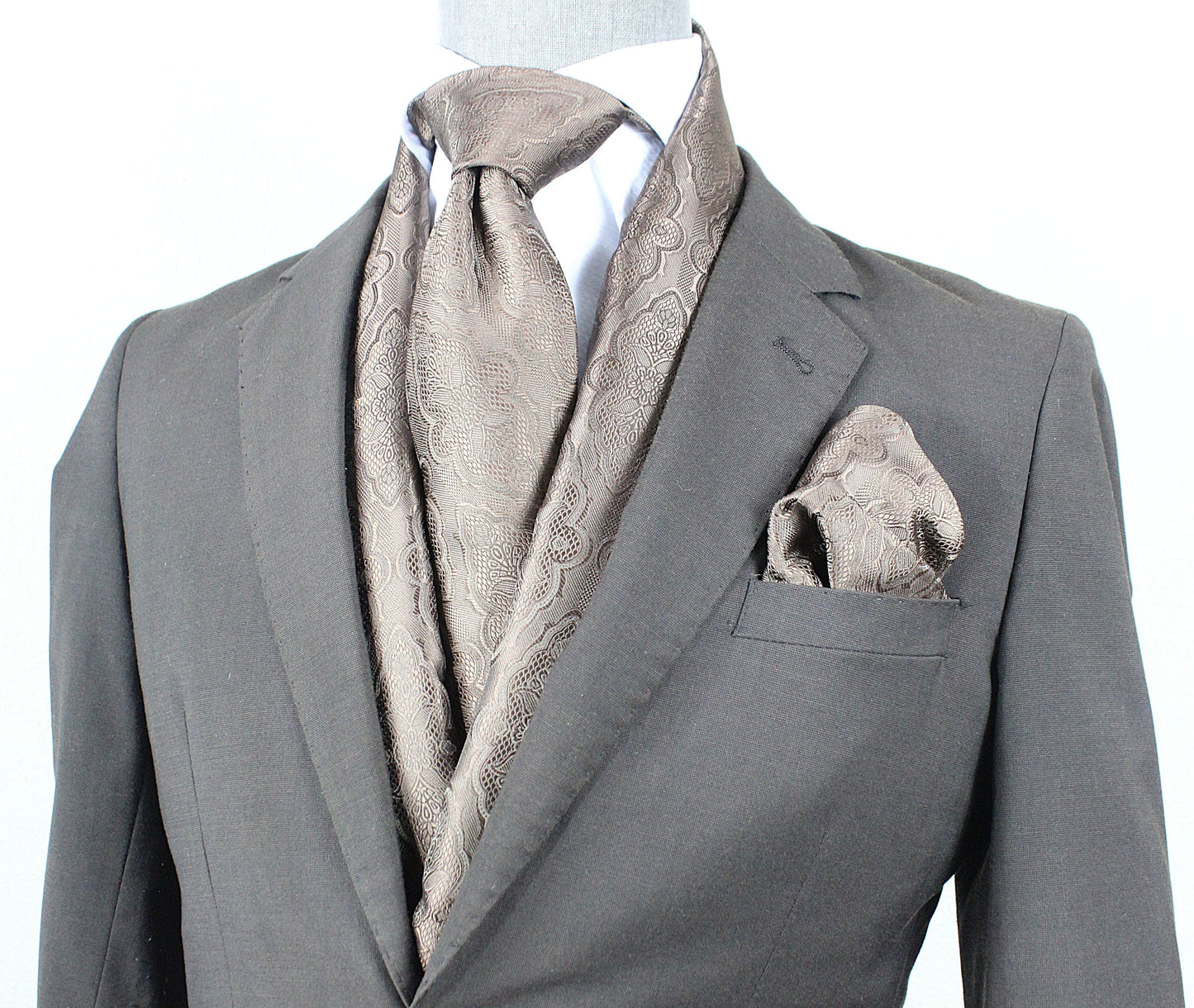 Geometric Solid A7 | Taupe Geometric | Scarf & Tie Set