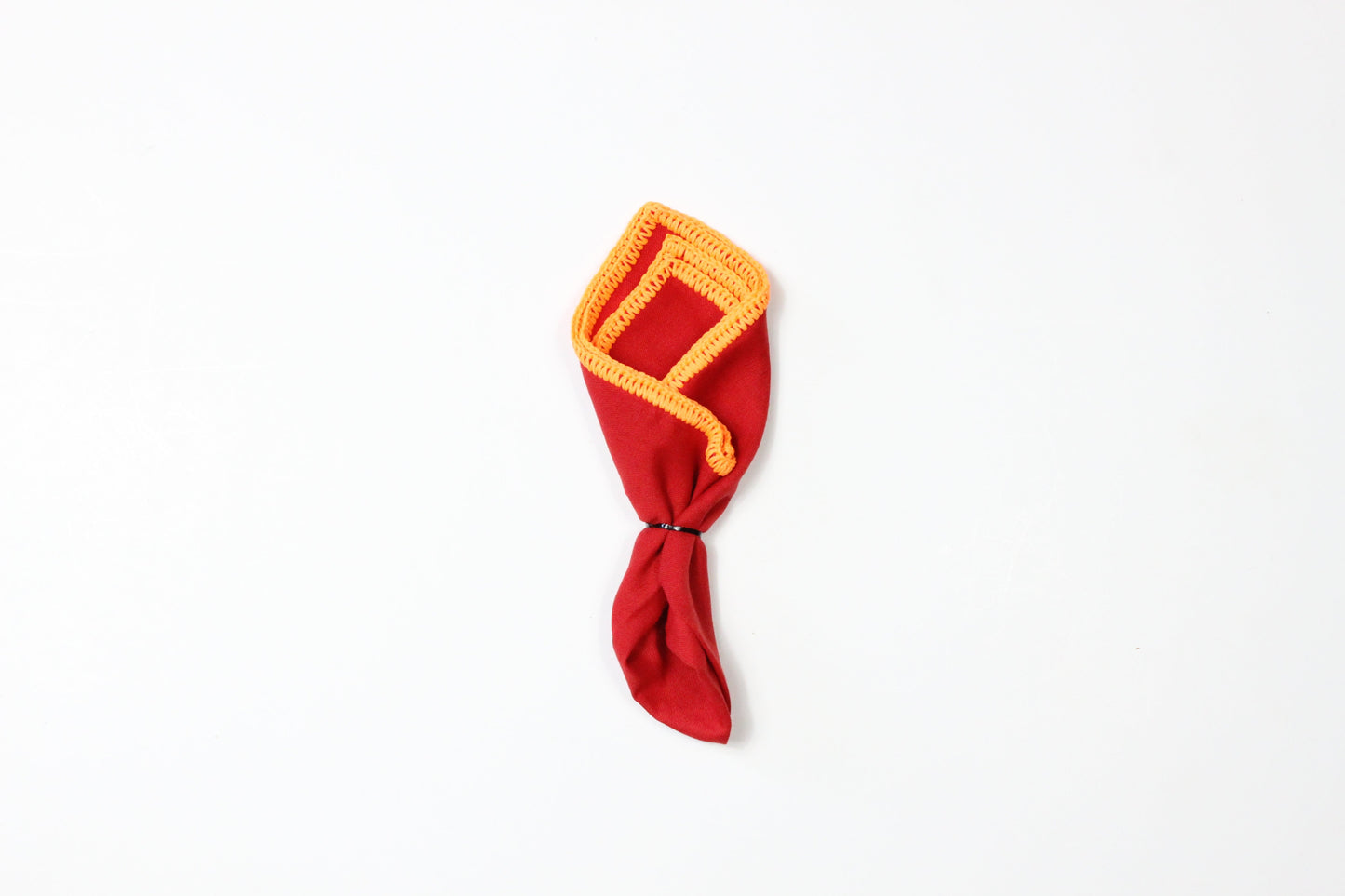 RED WITH ORANGE FLAKE BORDER- LINEN POCKET SQUARE