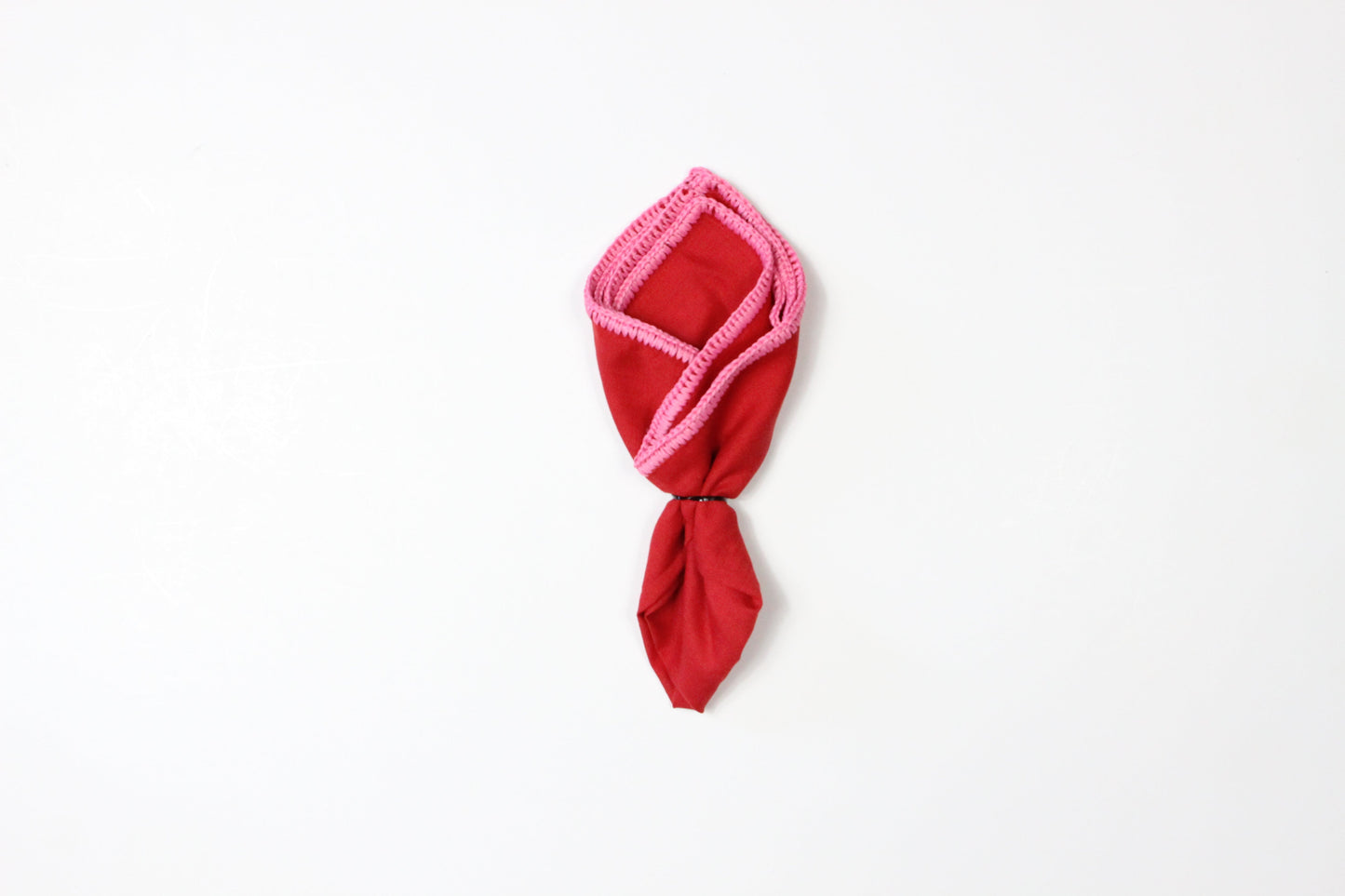 RED WITH PINK FLAKE BORDER- LINEN POCKET SQUARE