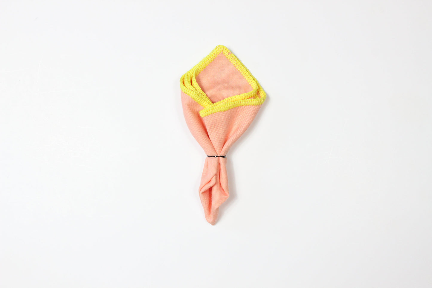 PEACH WITH YELLOW FLAKE BORDER- LINEN POCKET SQUARE