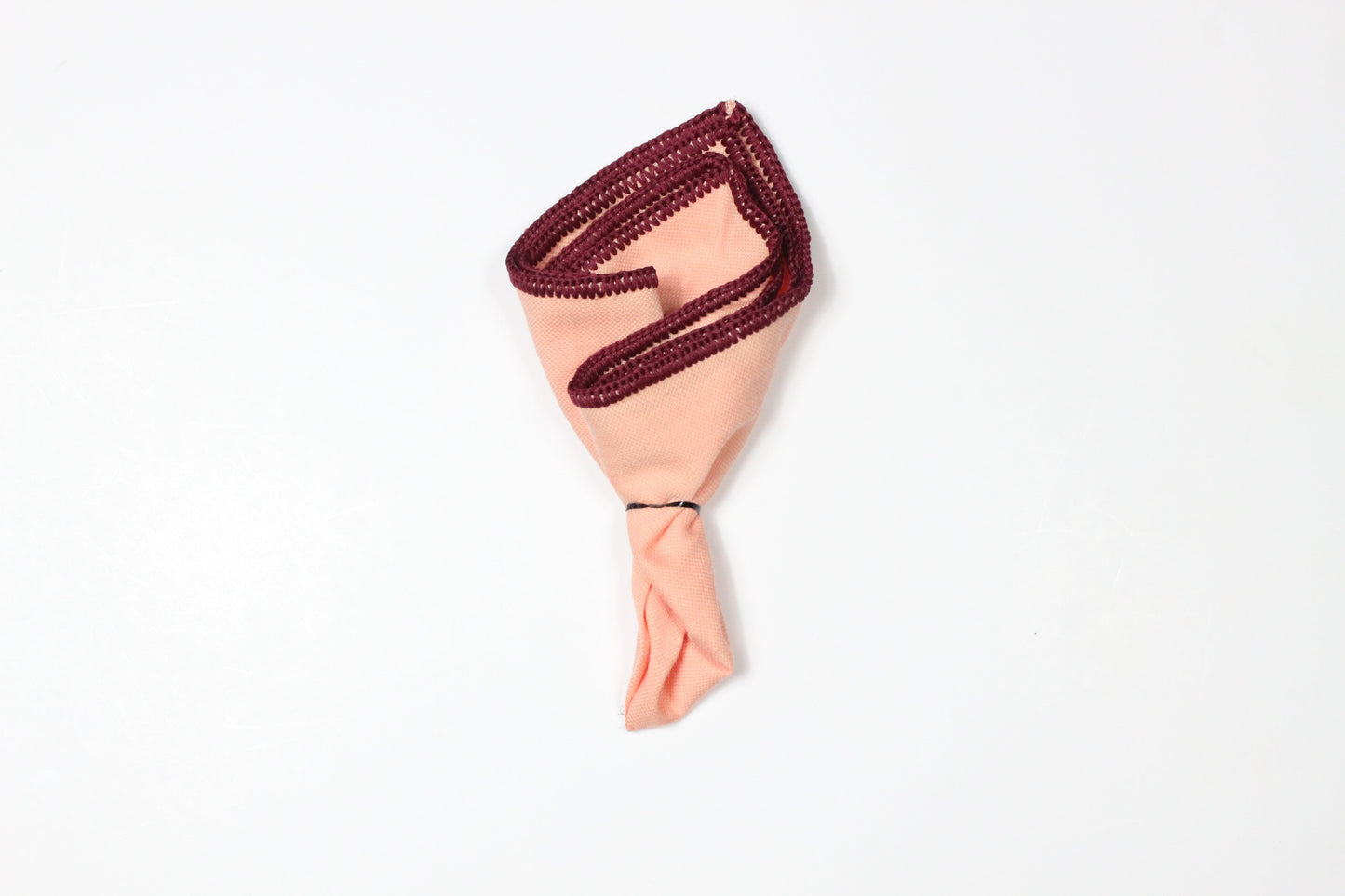PEACH WITH WINE FLAKE BORDER- LINEN POCKET SQUARE