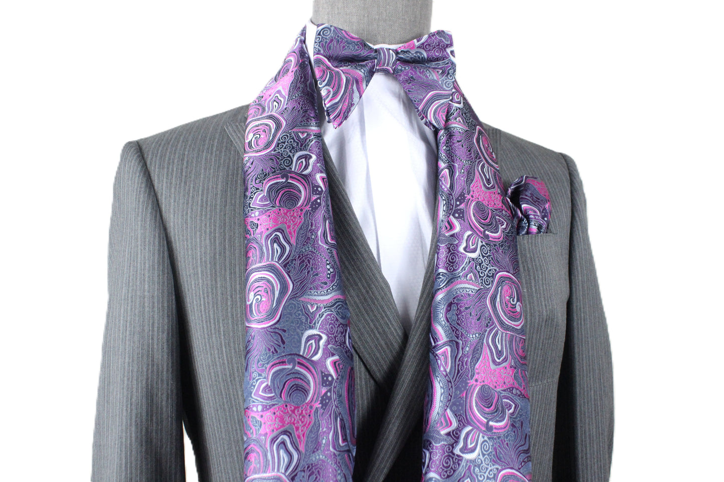 Mayan Ruins 2 | Grey & Pink Floral | Scarf & Bowtie Set
