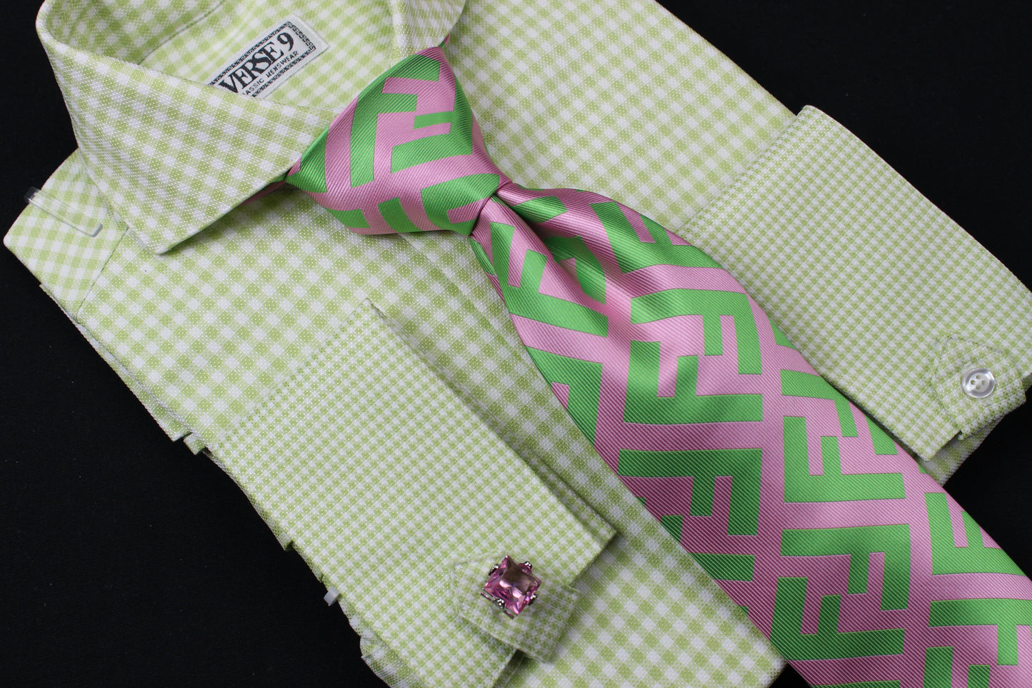 FF 6 | Pink & Green | Tie & Pocket Square