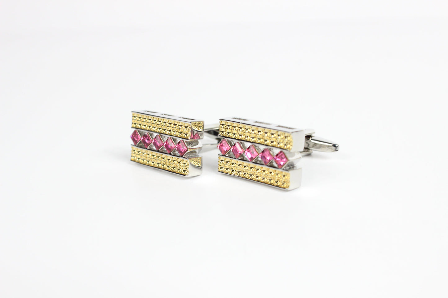 Golden Jubilee 4 | Silver & Gold w/ & Pink Stones | Cufflinks