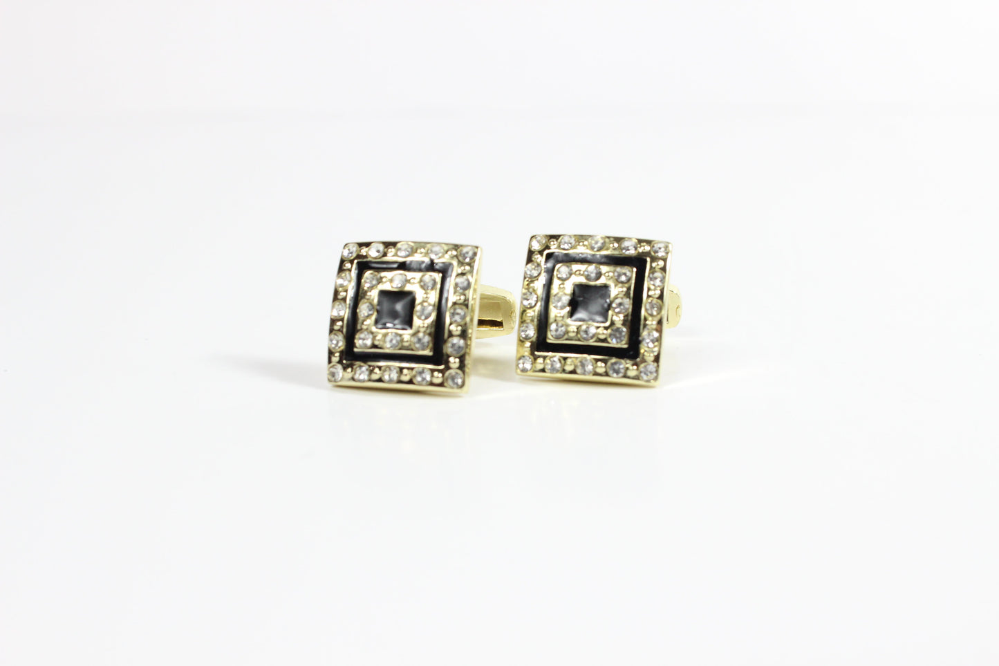 Donnersmarck 1 | Gold & Black w/ Silver Stones | Cufflinks