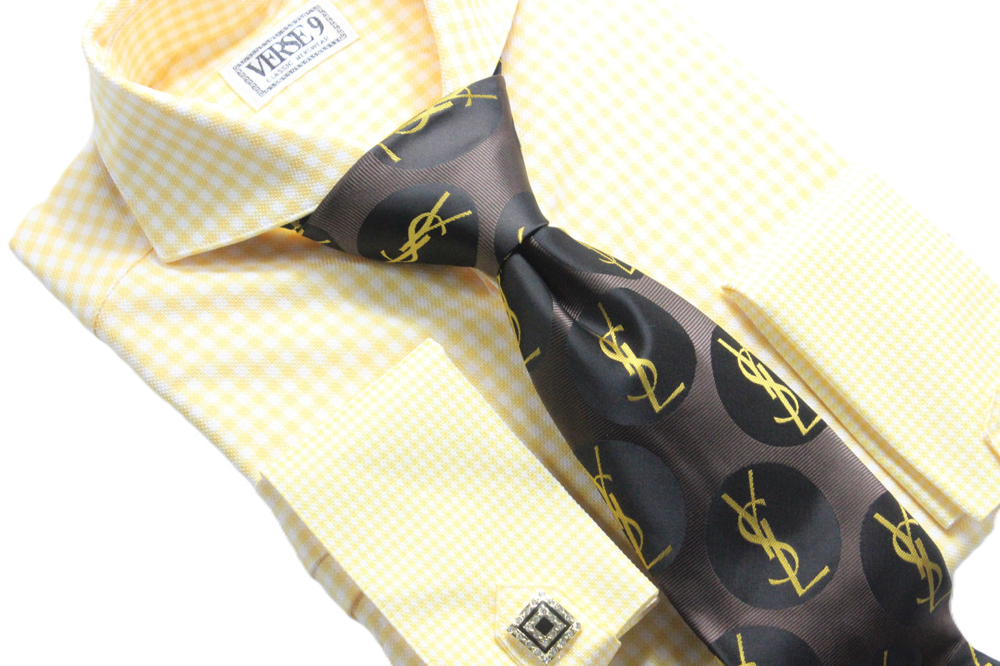 YSL 3 | Brown & Yellow | Tie & Pocket Square
