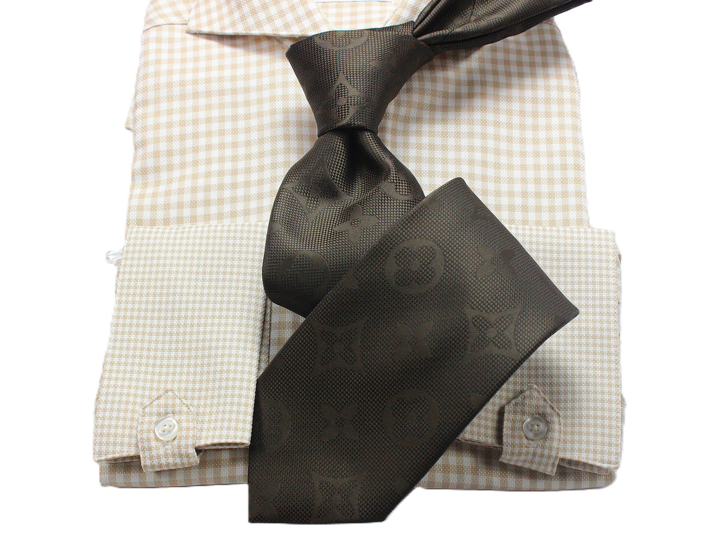 LV Solid 1- Brown- Tie & Hanky