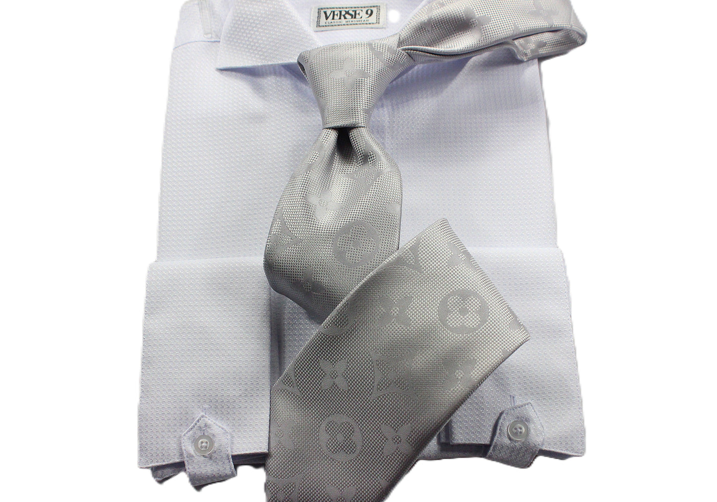 LV Solid 9 | Light Grey | Tie & Pocket Square