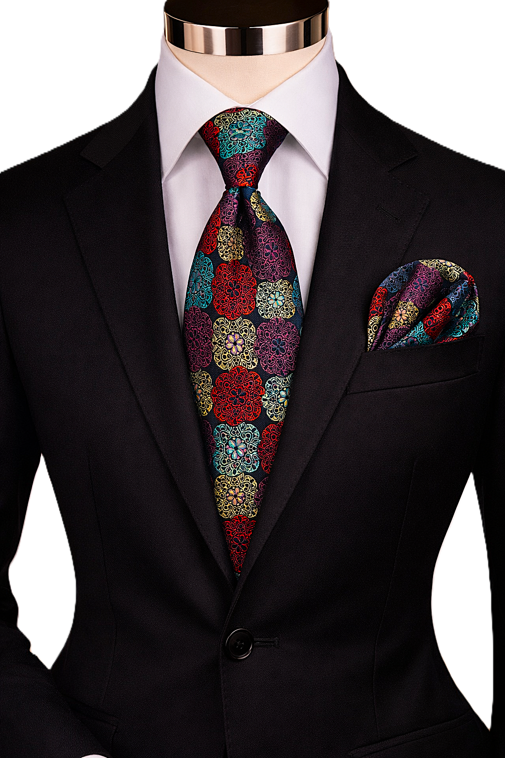 MOE 1 | MULTI COLOR NAVY | TIE & POCKET SQAURE