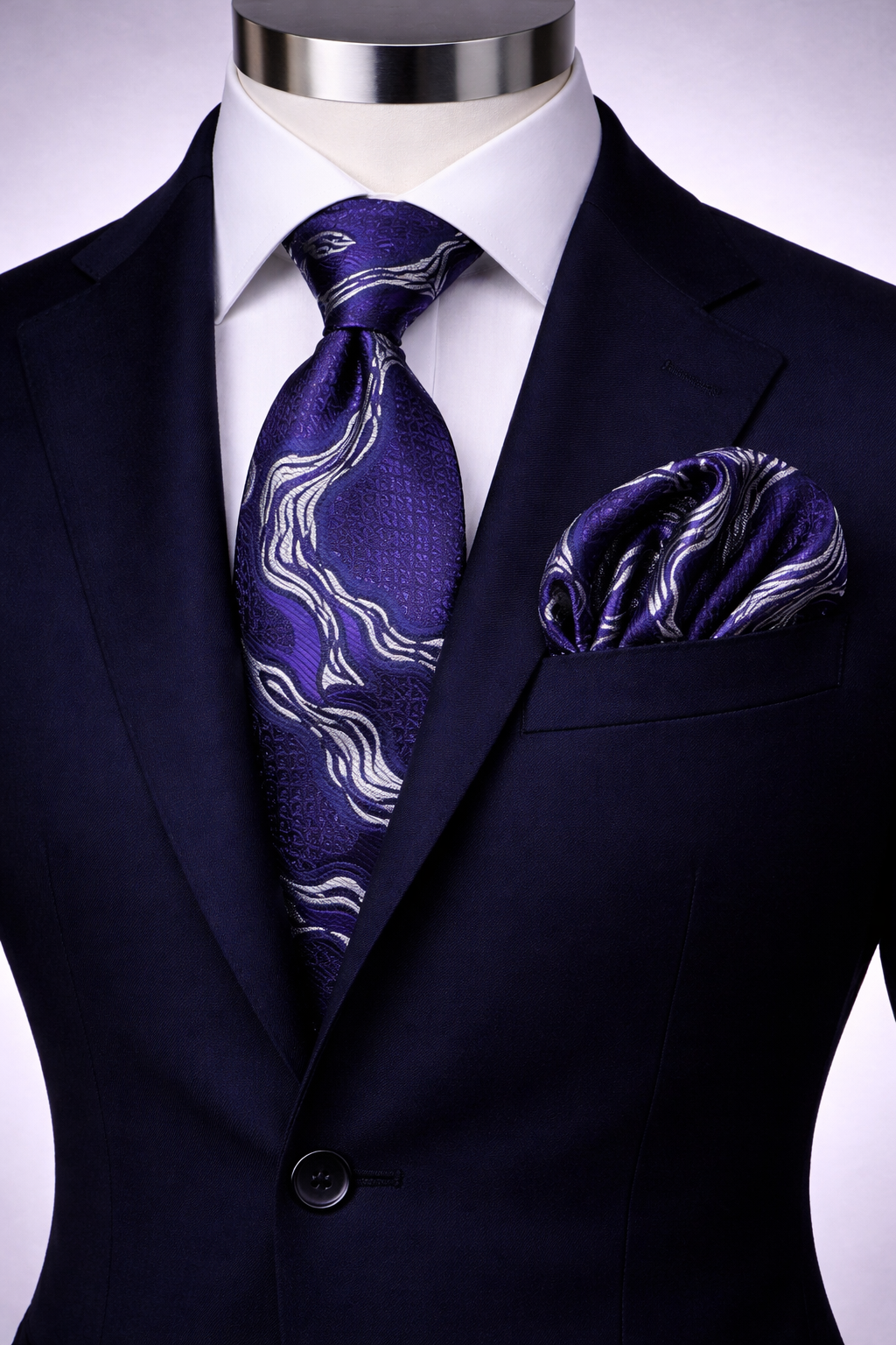 OLYMPIA 5 | PURPLE & NAVY | TIE & POCKET SQAURE