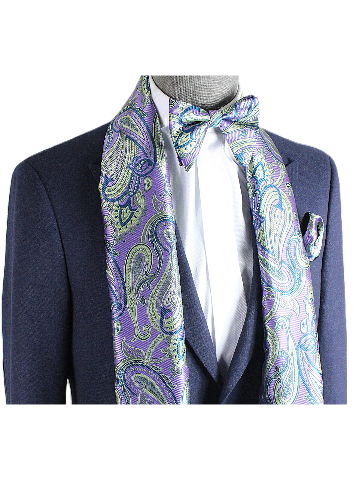 British Paisley 8 | Purple & Green Paisley | Scarf & Bowtie Set