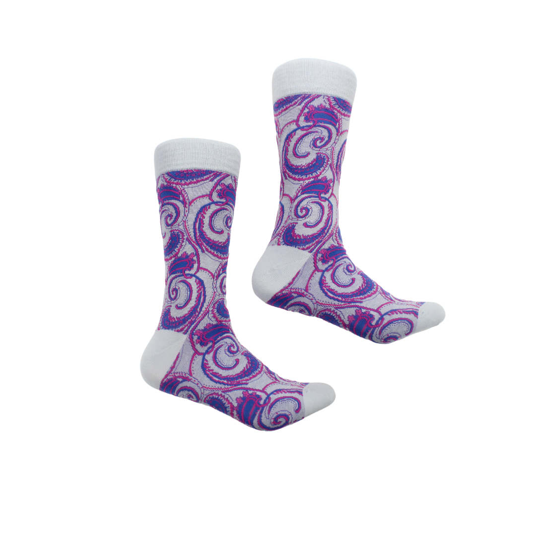 Enzo 2 | Multi Color Silver Paisley | Sock