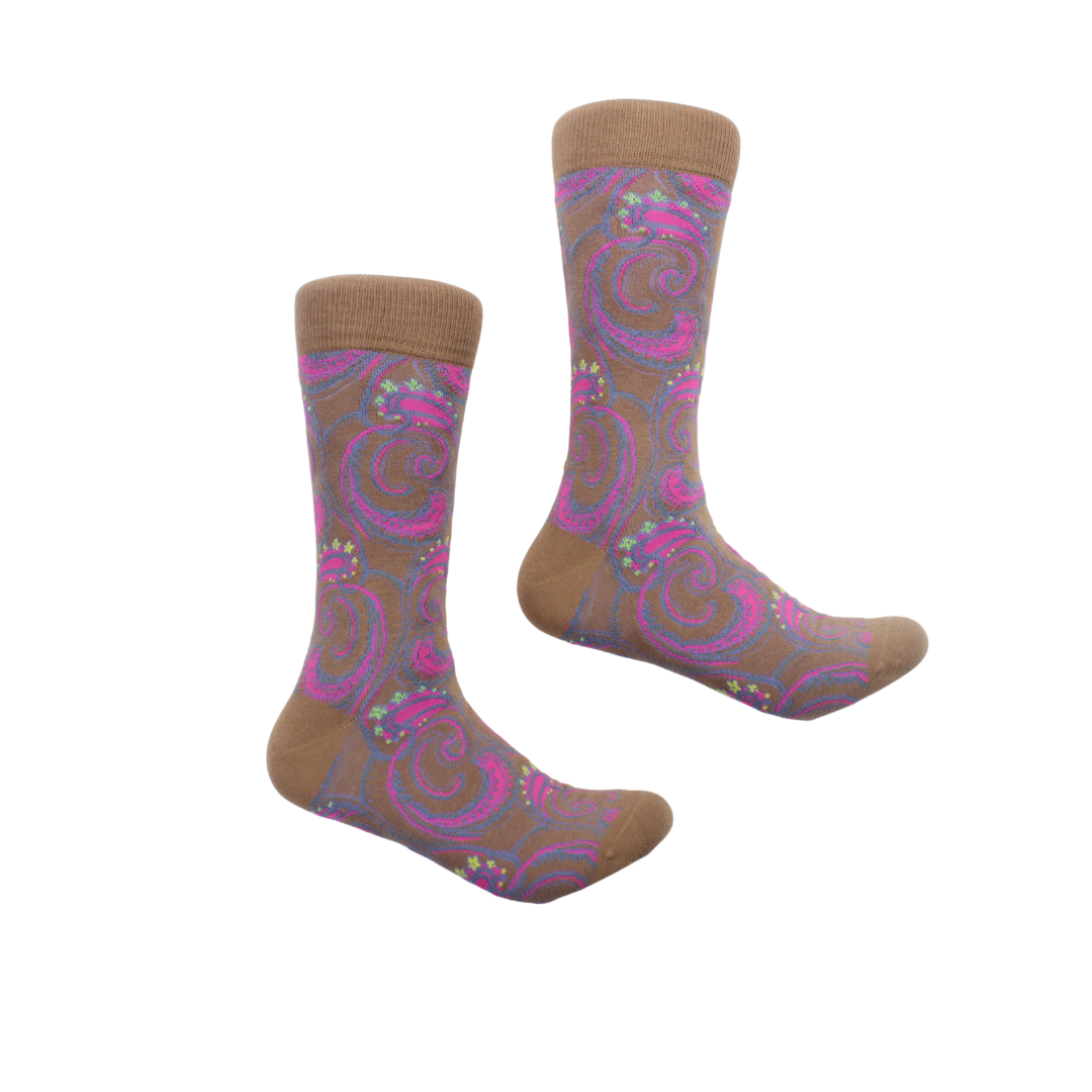 Enzo 5 | Multi Color Beige Paisley | Sock