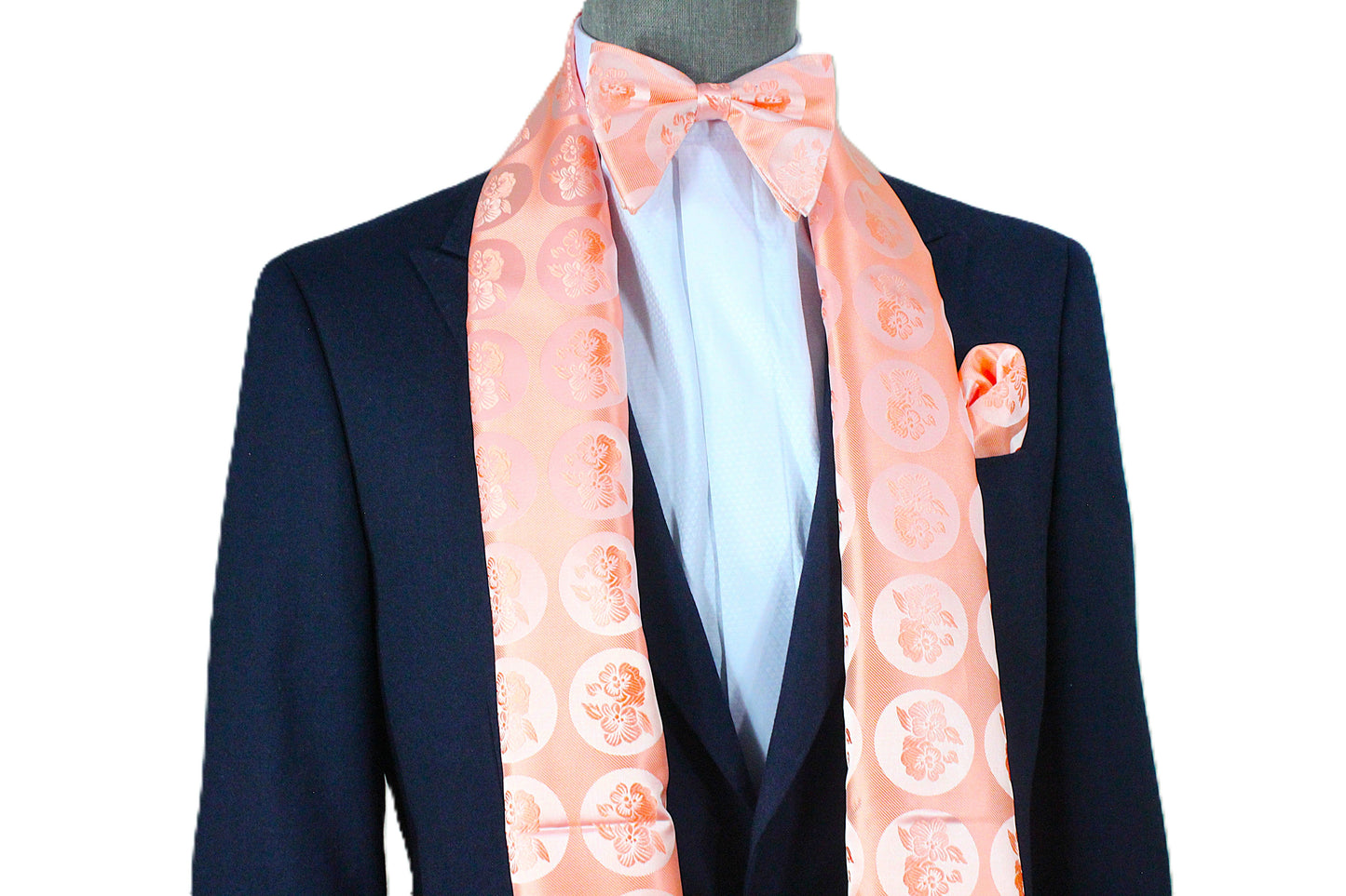 Floral Solid B7 |Coral Floral | Scarf & Bowtie Set