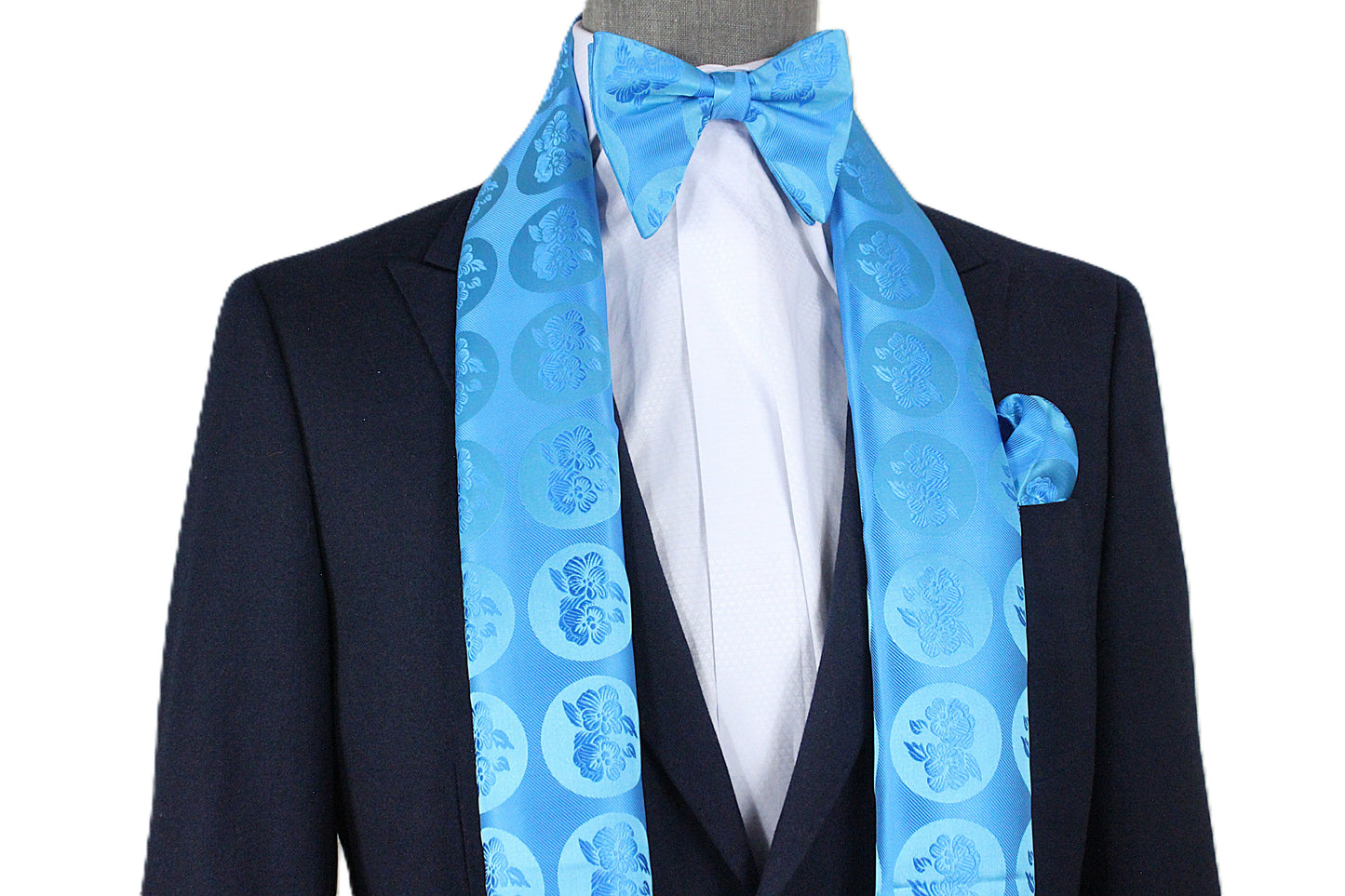 Floral Solid B8 | Aqua Floral | Scarf & Bowtie Set