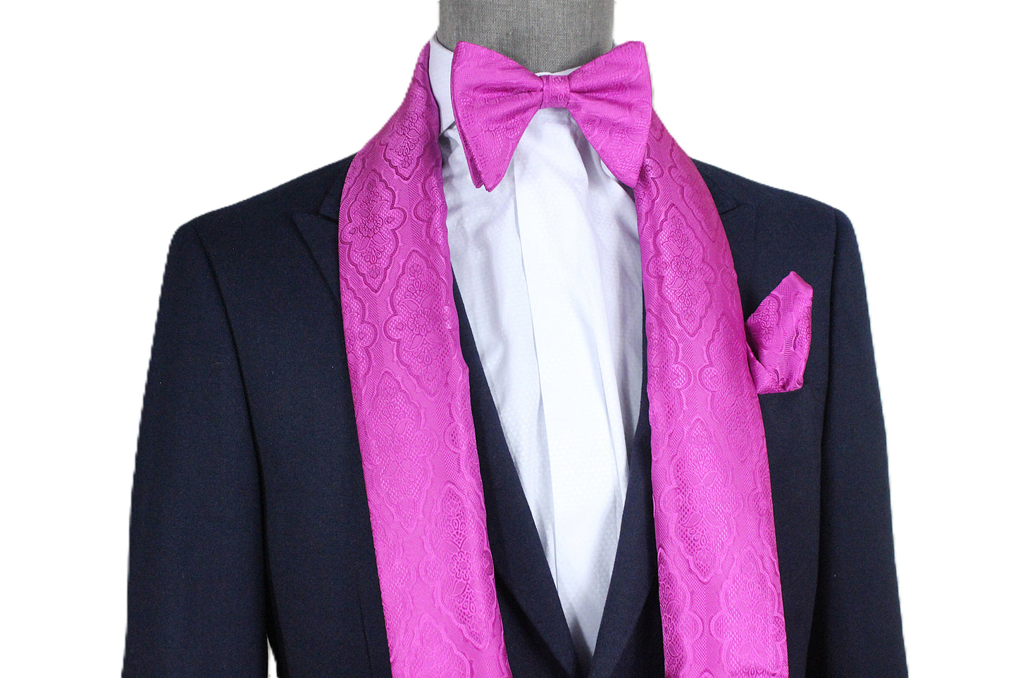 Geo Solid B7 | Fuchsia Geometric | Scarf & Bowtie Set