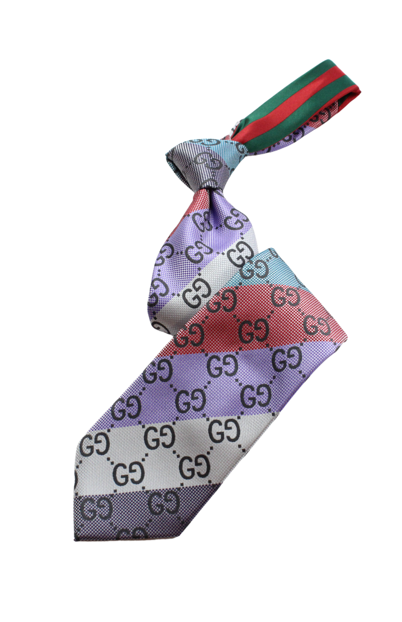 GG Stripe A8 | Silver/Plum/Red/Turquoise | Tie & Pocket Square