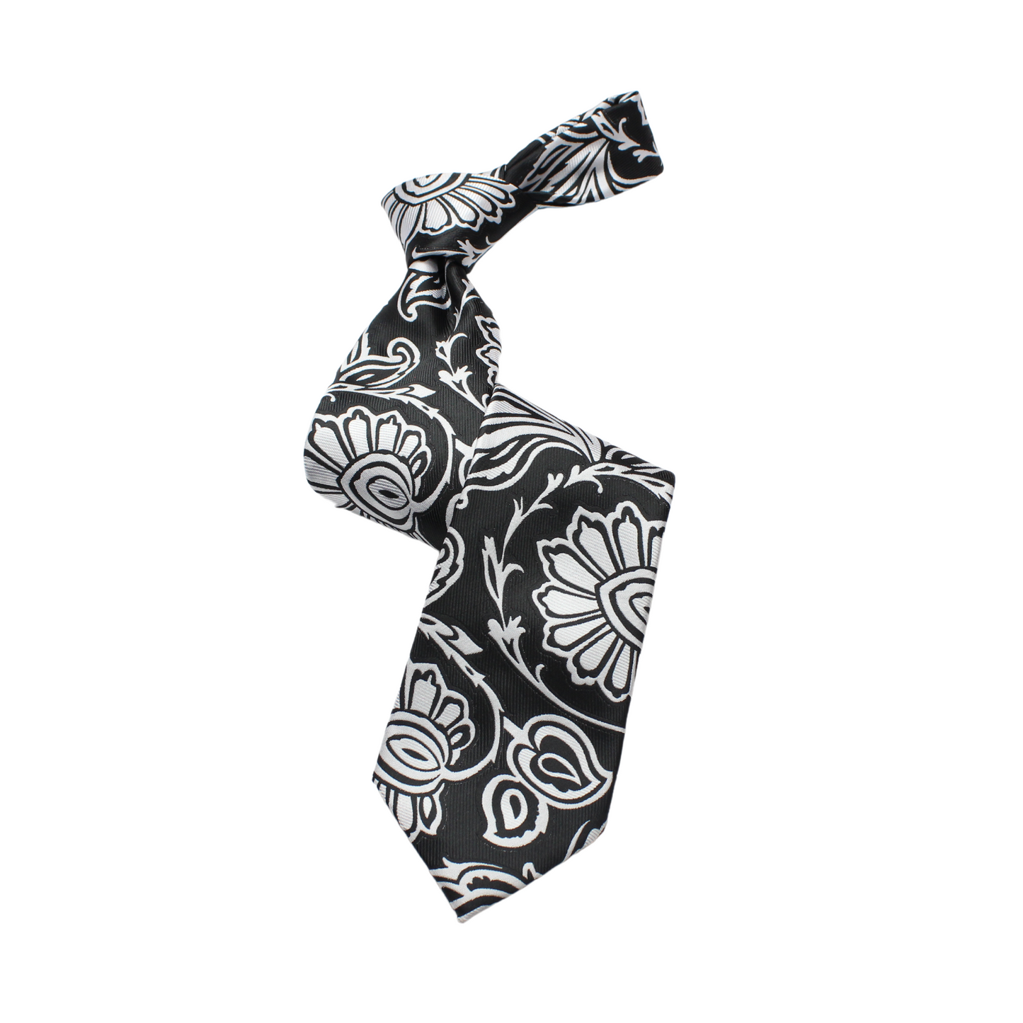 MIB B5 | Black & White Floral | Tie & Pocket Square
