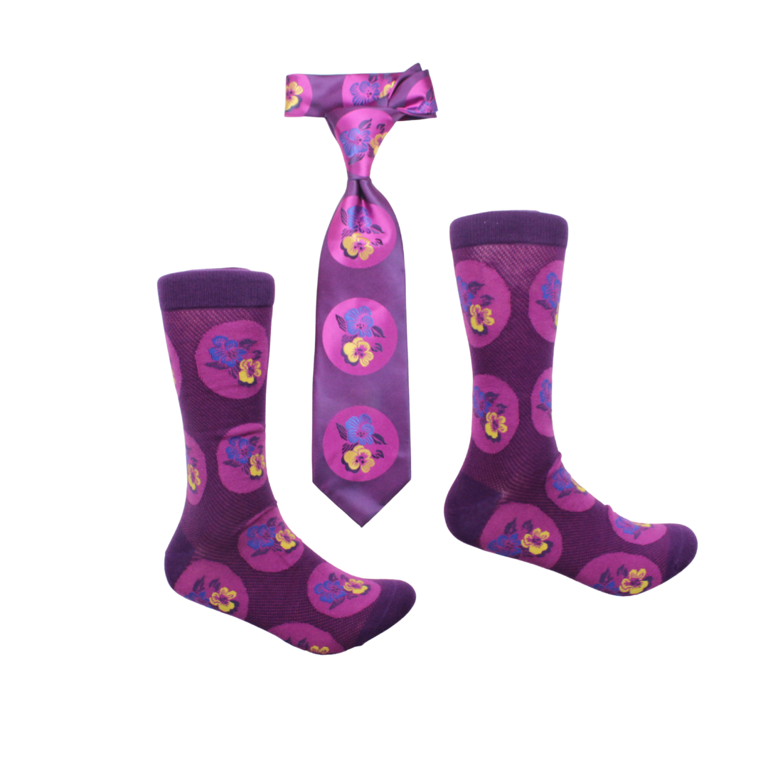 Z Cash 10 | Magenta Floral | Tie & Sock Combo
