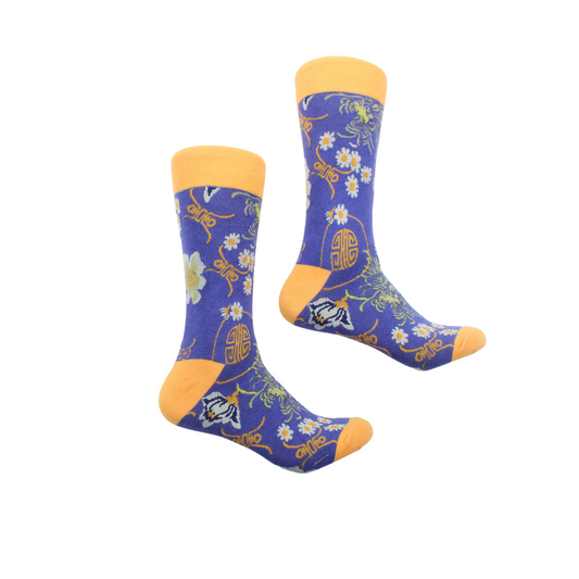 Fiji 1 | Blue & Orange Floral | Sock