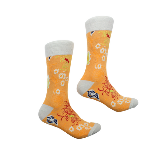 Fiji 2 | Orange & Grey Floral | Sock