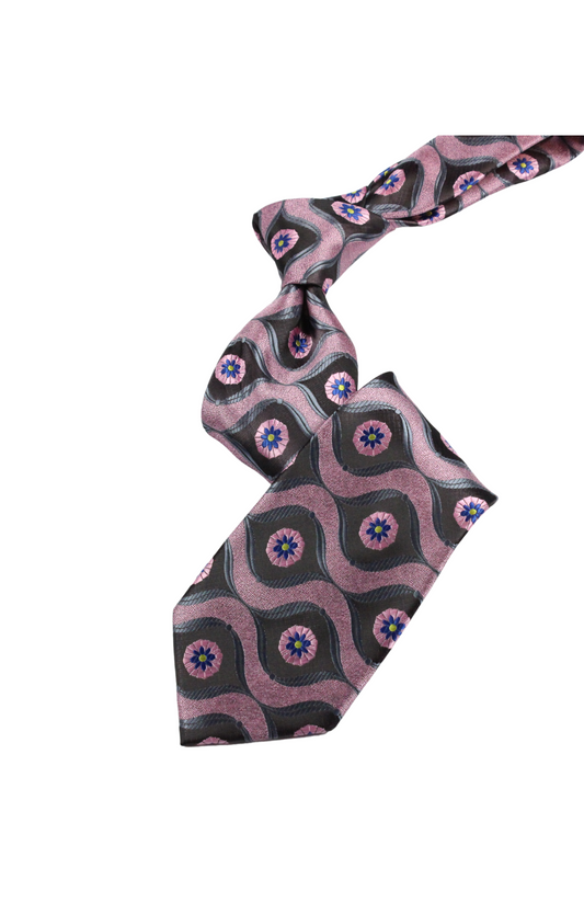 Niagara Falls 5 | Pink & Grey Geometric | Tie & Pocket Square