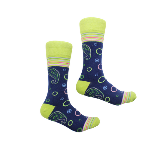 Syria 1 | Navy & Lime Paisley | Sock