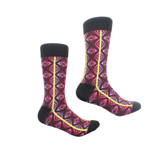 Finland 2 | Black & Wine Geometric | Sock