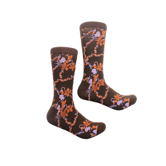 Maldives 2 | Multi Color Brown Floral | Sock (SIZE 7-9)