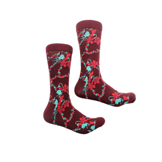 Maldives 1 | Multi Color Marron Floral | Sock (SIZE 7-9)