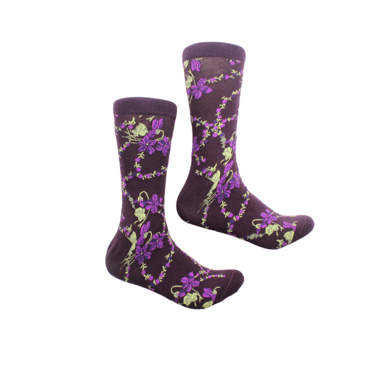 Maldives 3 | Multi Color Plum Floral | Sock (SIZE 7-9)