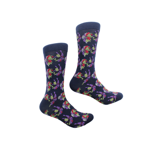 Tether 2 | Multi Color Navy Floral | Sock (SIZE 7-9)