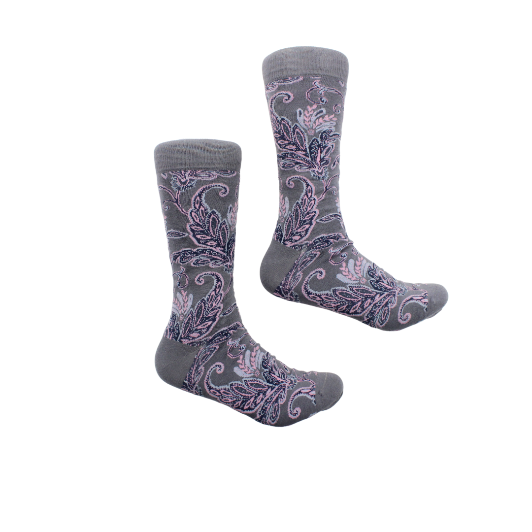 Somalia 5 | Grey & Pink Paisley | Sock