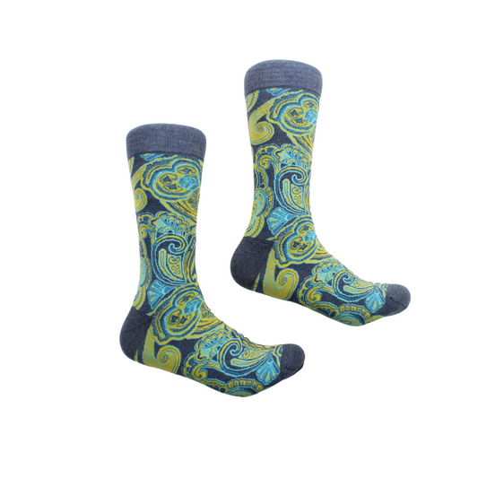 Cyprus 1 | Yellow Teal & Blue Paisley | Sock (SIZE 7-9)
