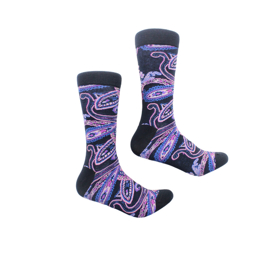 Rwanda 2 | Multi Color Navy Paisley | Sock (SIZE 7-9)