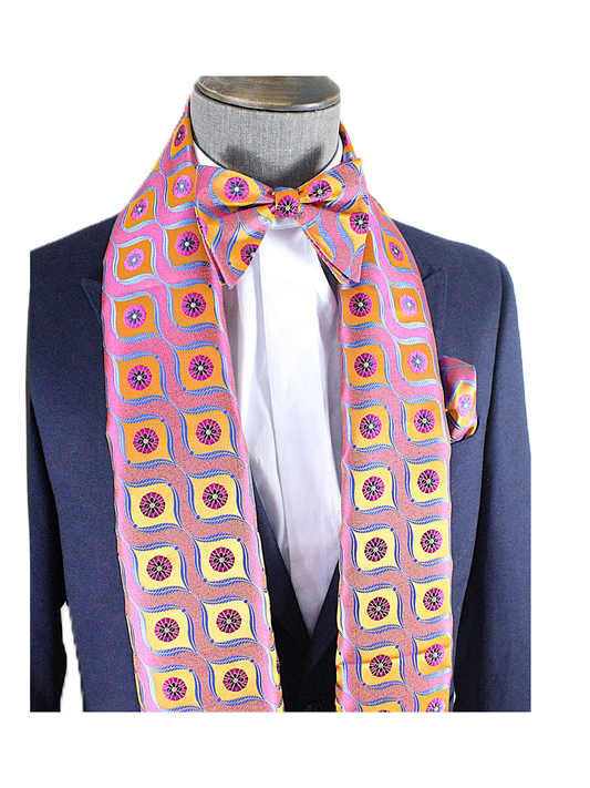 Niagara Falls 10 | Burnt Orange/ Fuchsia/Royal Floral | Scarf & Bowtie Set