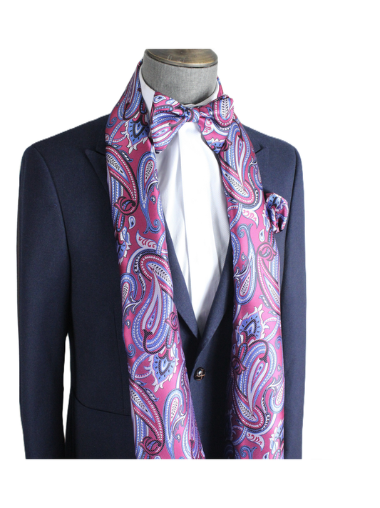 British Paisley 6 | Red & Blue Paisley | Scarf & Bowtie Set