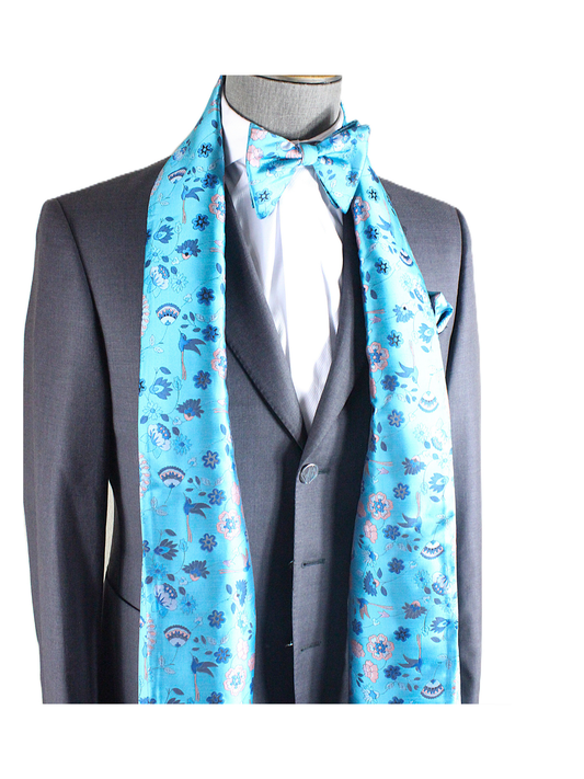 Amazon 7 | Teal Floral | Scarf & Bowtie Set