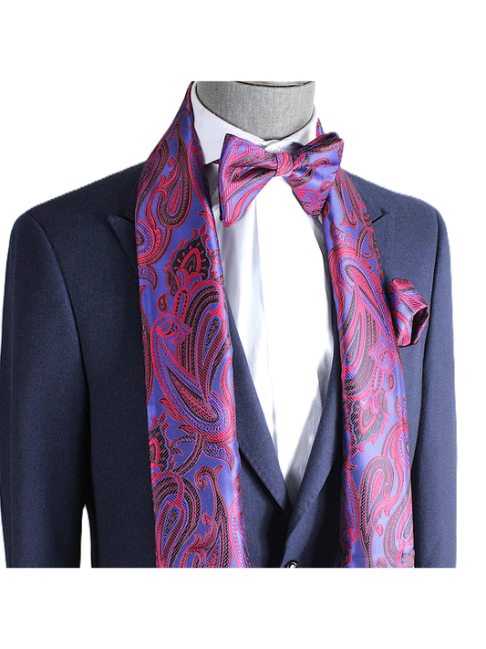 British Paisley 3 | Plum & Red Paisley | Scarf & Bowtie Set