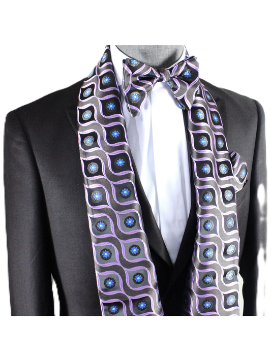 Niagara Falls 2 | Chocolate & Purple Floral | Scarf & Bowtie Set