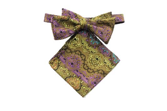 African Iris 3 | Golden Brown Floral | Bowtie & Pocket Square